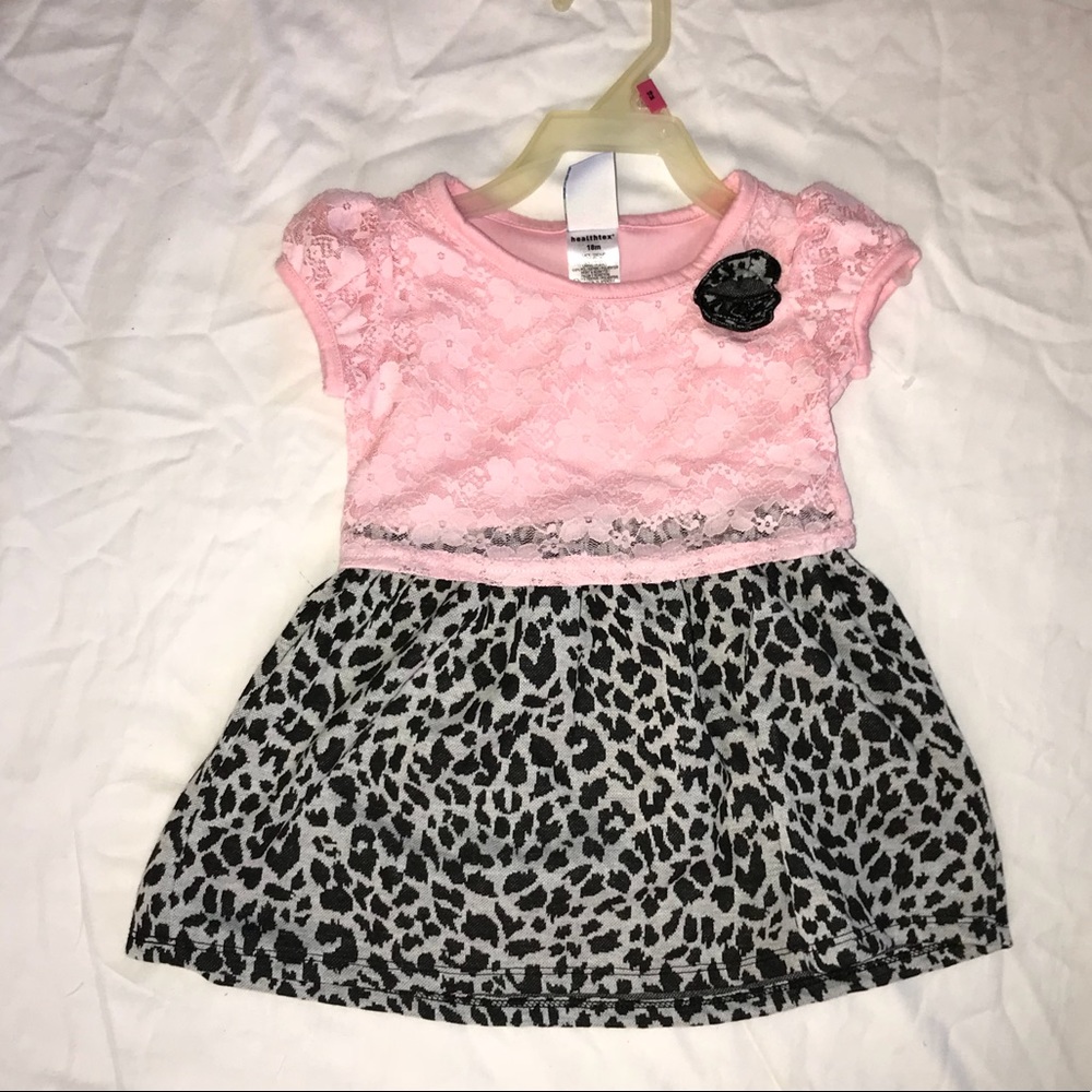 PINK ANIMAL PRINT CUTE GIRLS DRESS